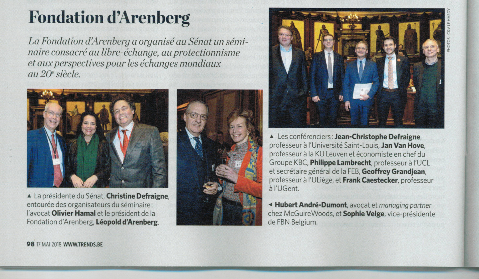 Article in Trends on the seminar in the Belgian senate